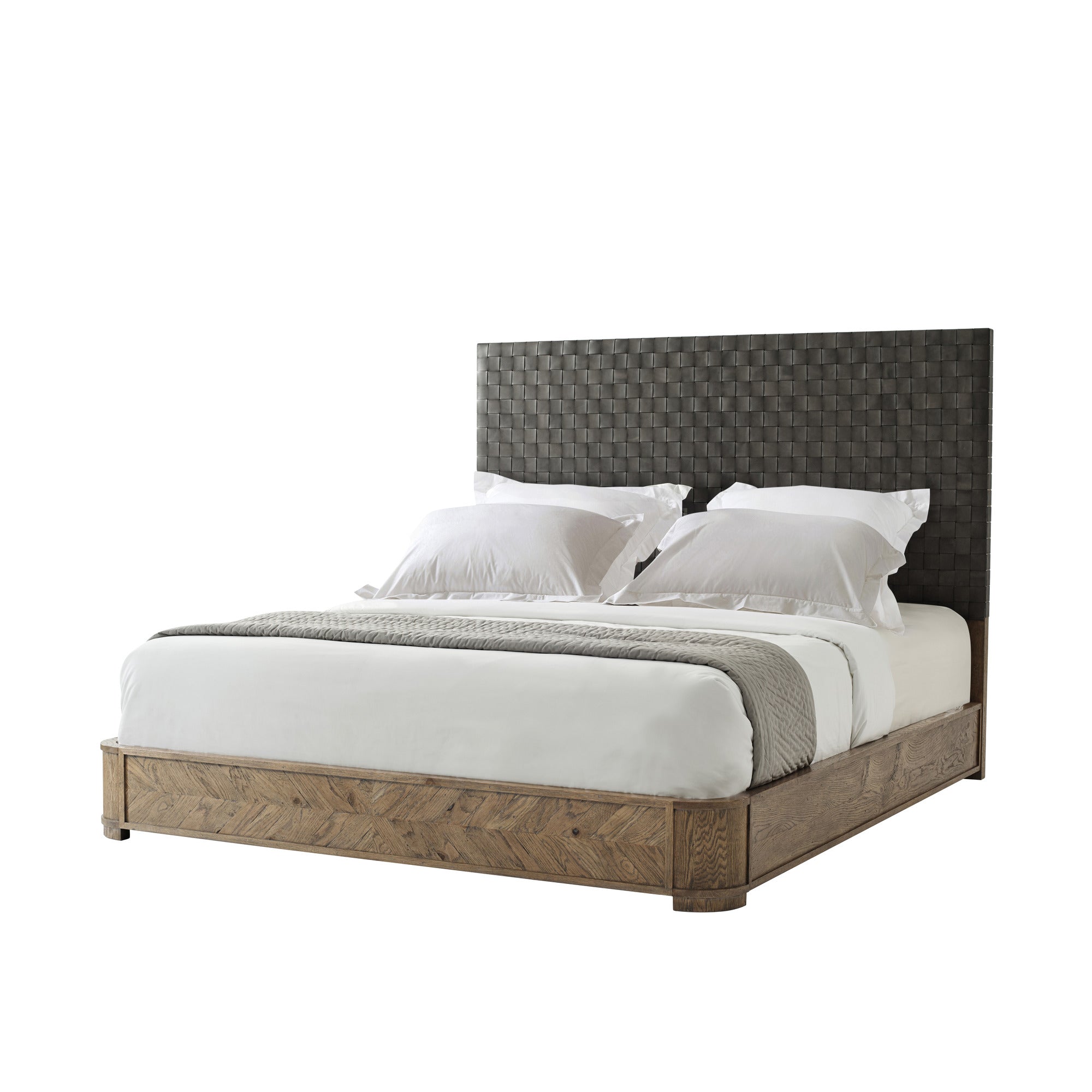 Theodore Alexander Weston California King Bed — LCF299-Phoenix Leather/VCF1389.1D2GB-Echo Oak (C062)/VCF1414.1C2H-FC Beech