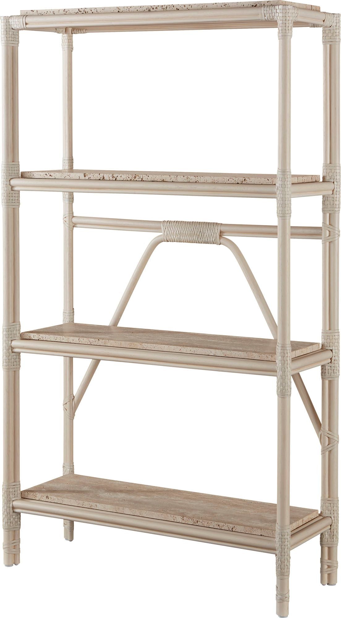 McGuire | Lattice Etagere - Shell w/Travertine Shelves | MCA1595-SHL-TVRTN