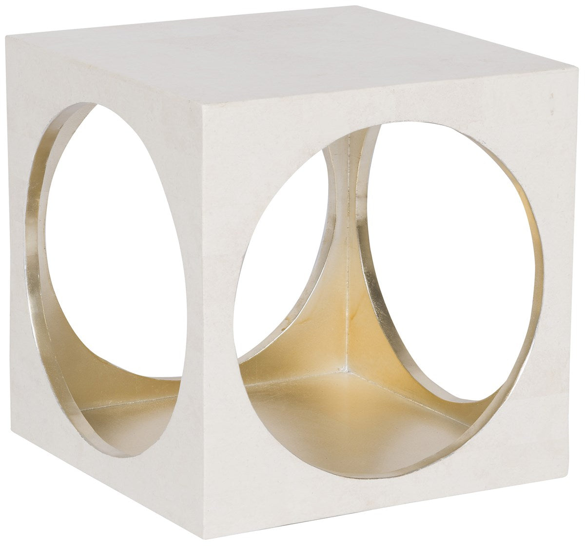 Vanguard | Marcelle Bunching Cocktail Table - White Agate Stone Exterior / Platinum Leaf Interior with Silver Leaf On Rim | P236CS