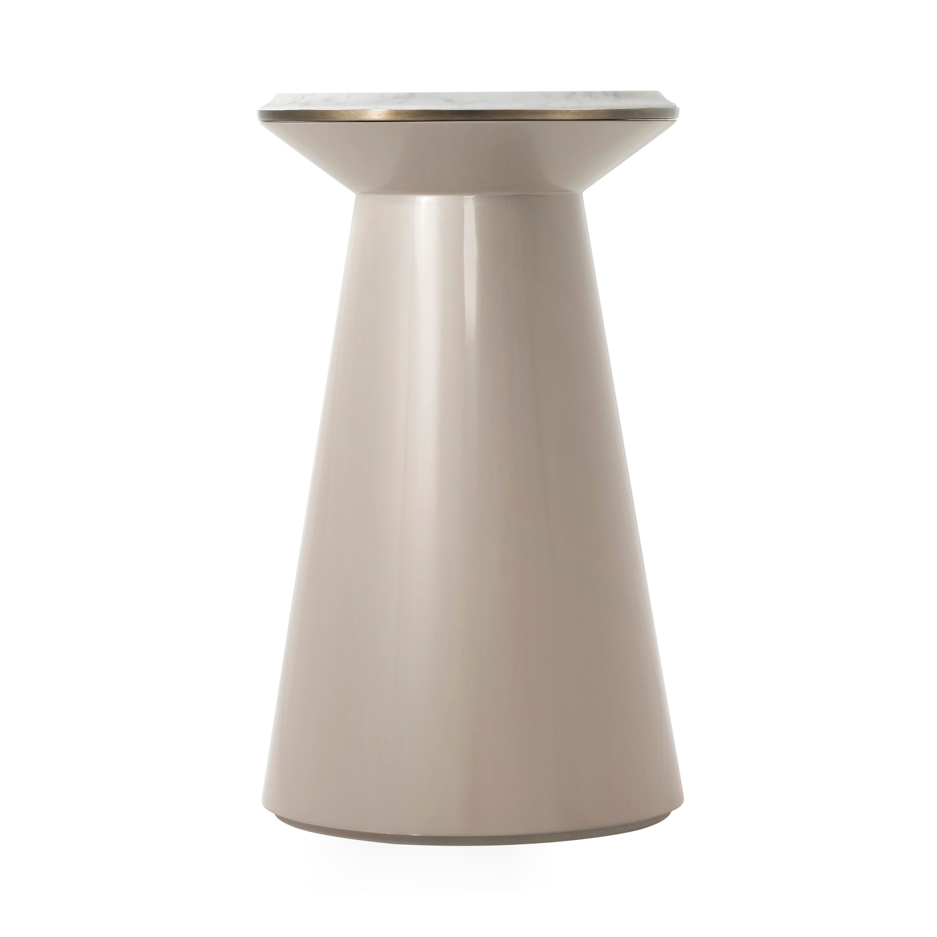 Theodore Alexander Contour Side Table (Pure Pearl, Small) — FCF155.2FA-Vintage Taupe