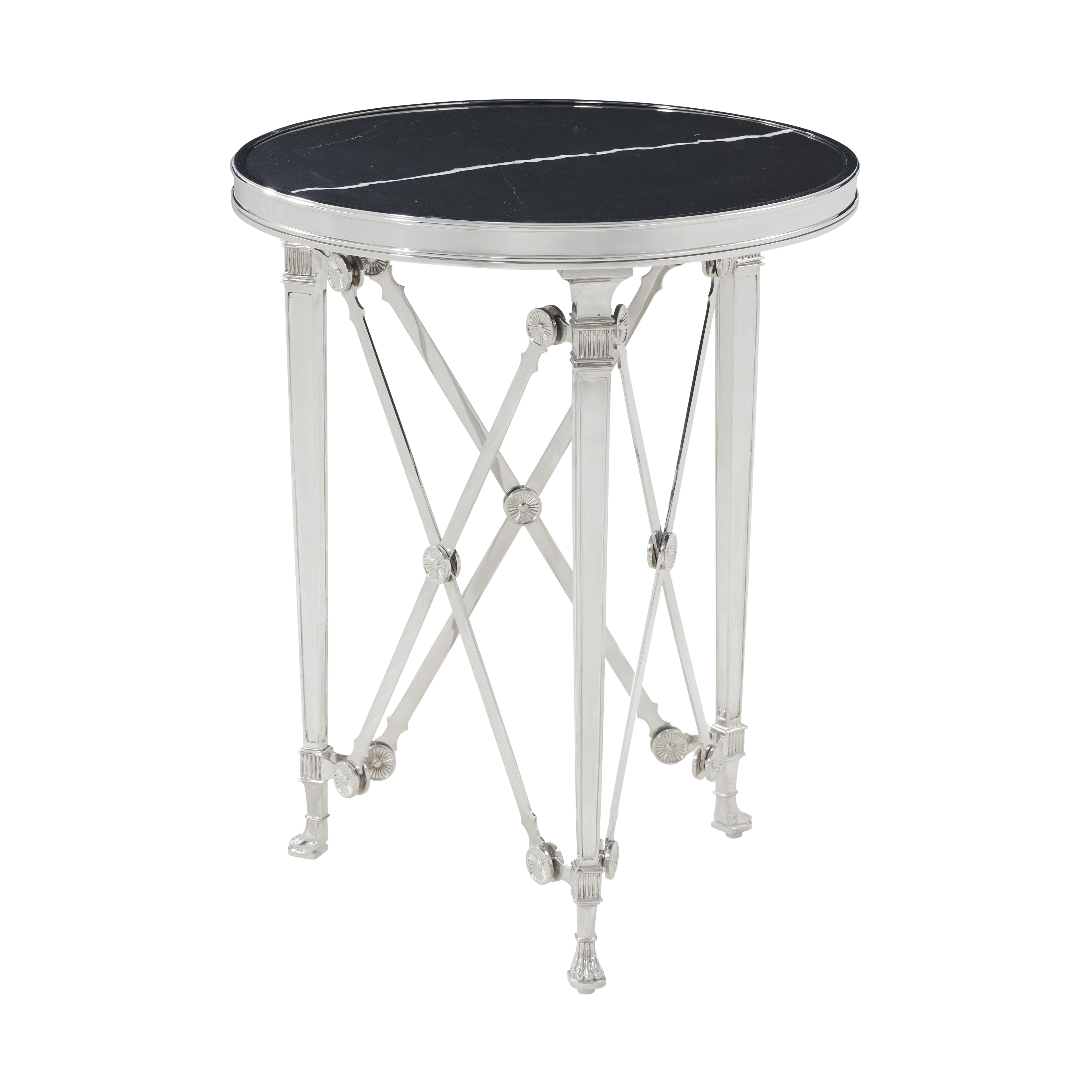 Theodore Alexander Spencer London Small Round Nickel Side Table — Nickel Plated (NPL)-Live Finish