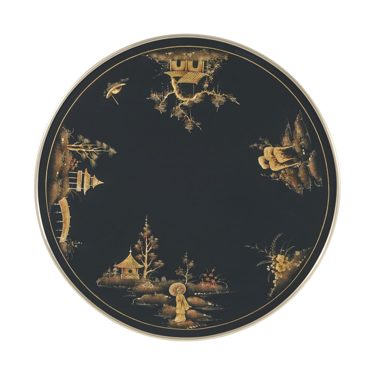 Theodore Alexander | Serenity Lamp Table - LM Black (No distressing) / Chinoiserie Paintings on black base / Black Paint | TA50451