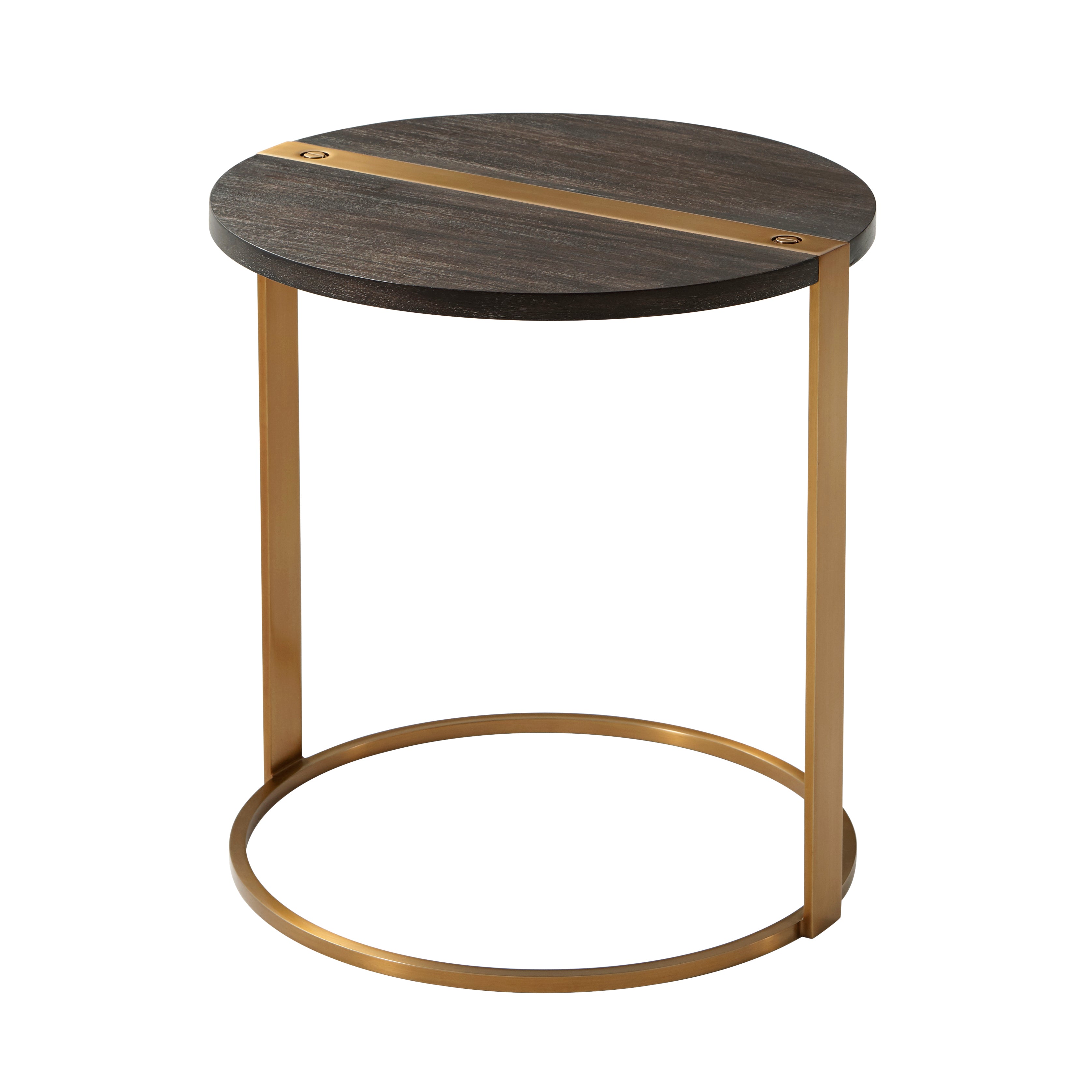 Theodore Alexander Aria Side Table — Rowan Primavera & Brushed Brass Finish