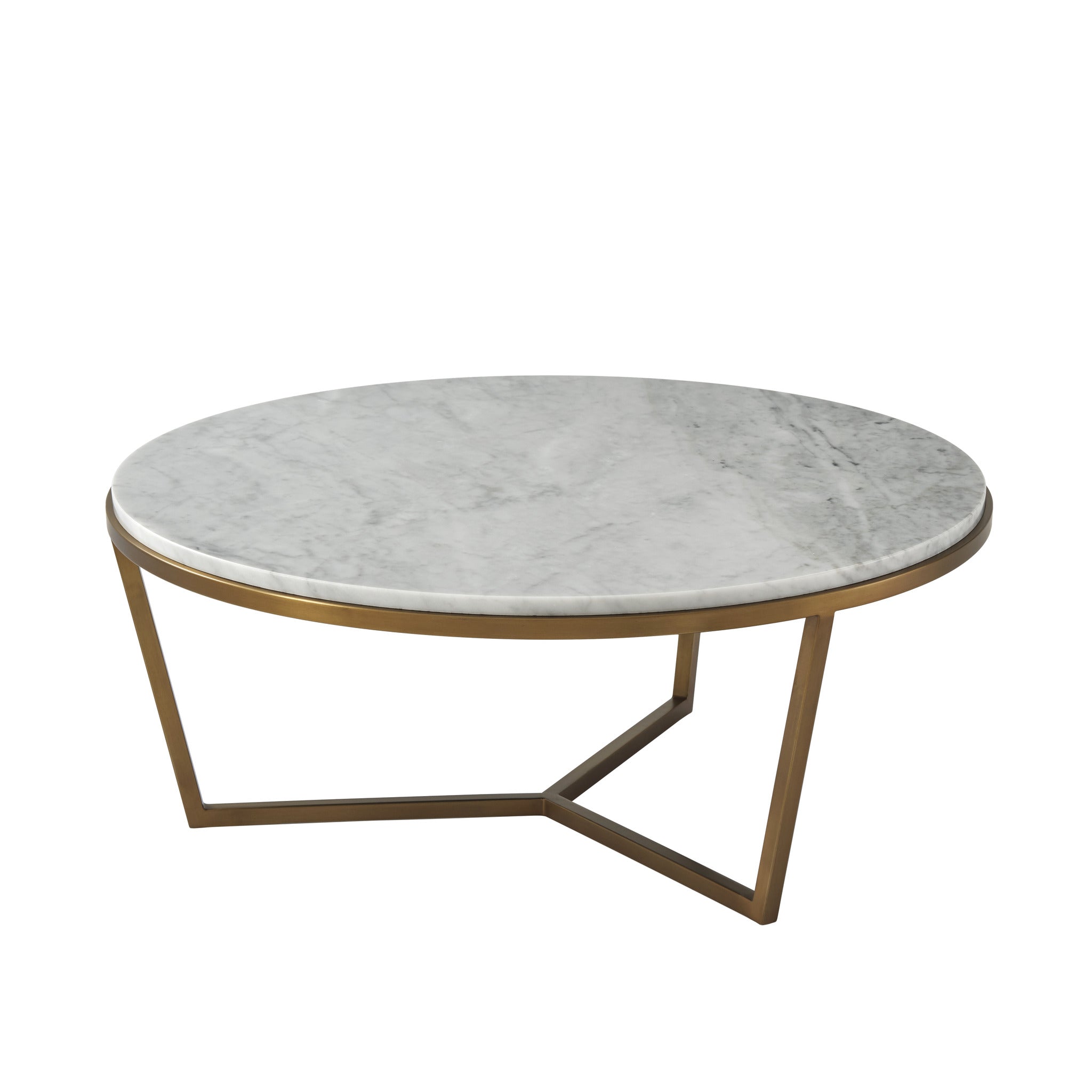 Theodore Alexander | Small Fisher Round Cocktail Table (Marble) - MCF406A-New Mordern Brass 1015 | TAS51035.C096