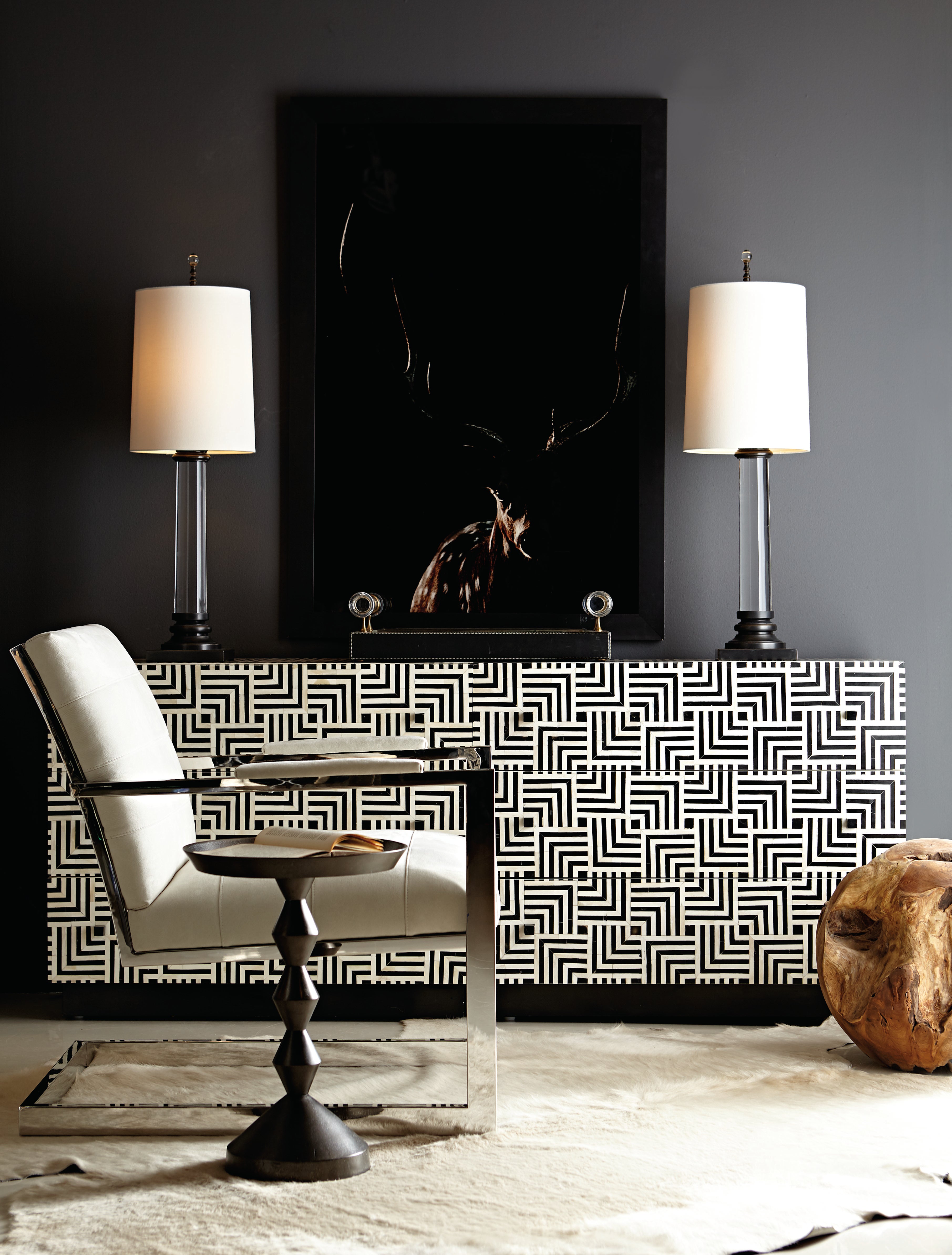 Bernhardt Interiors | Bernhardt Mirabelle Round Chairside Table - Black Nickel | 375162