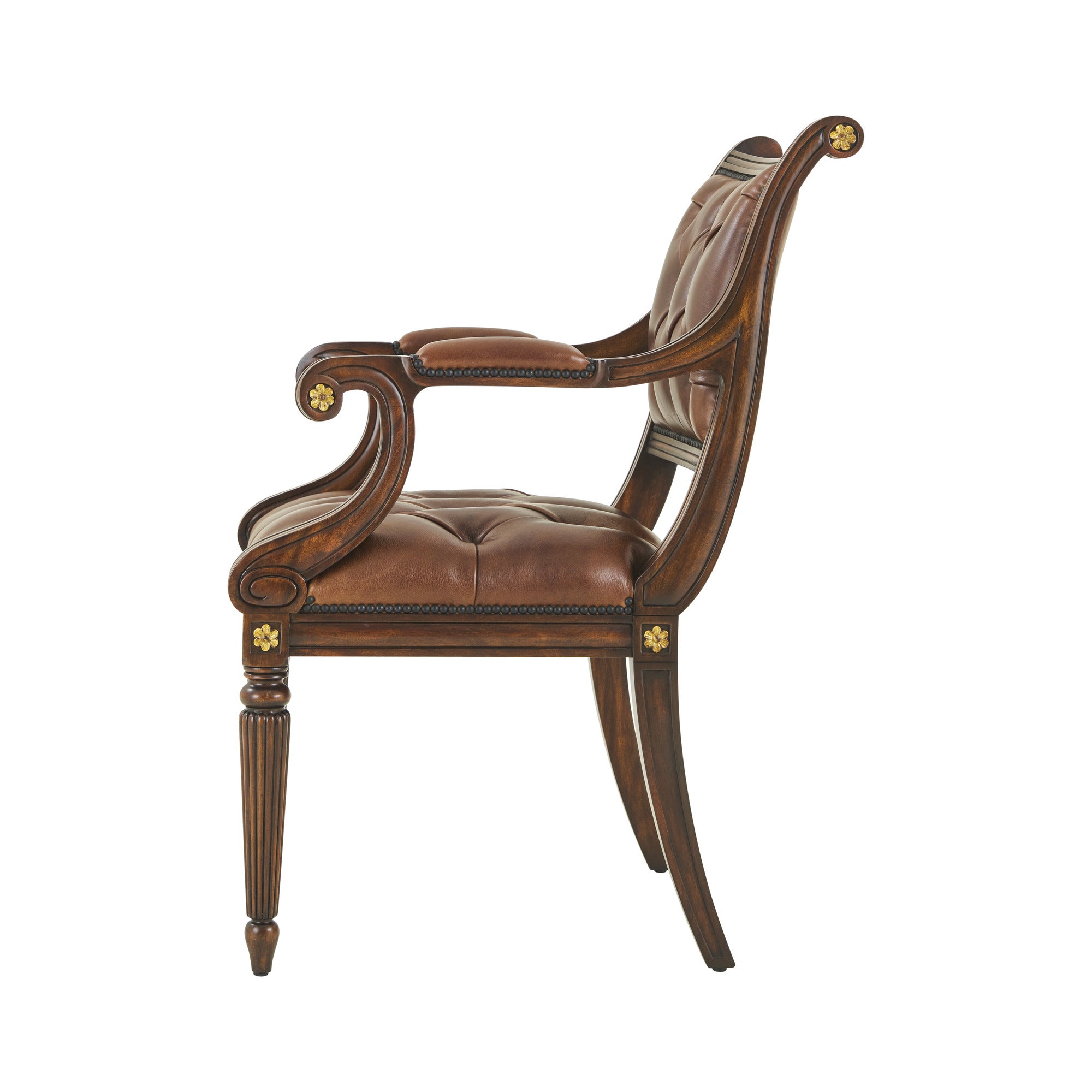 Theodore Alexander Northcote Accent Chair — Italian Gold rub through ramsey 
mahogany base/Ramsey Mahogany