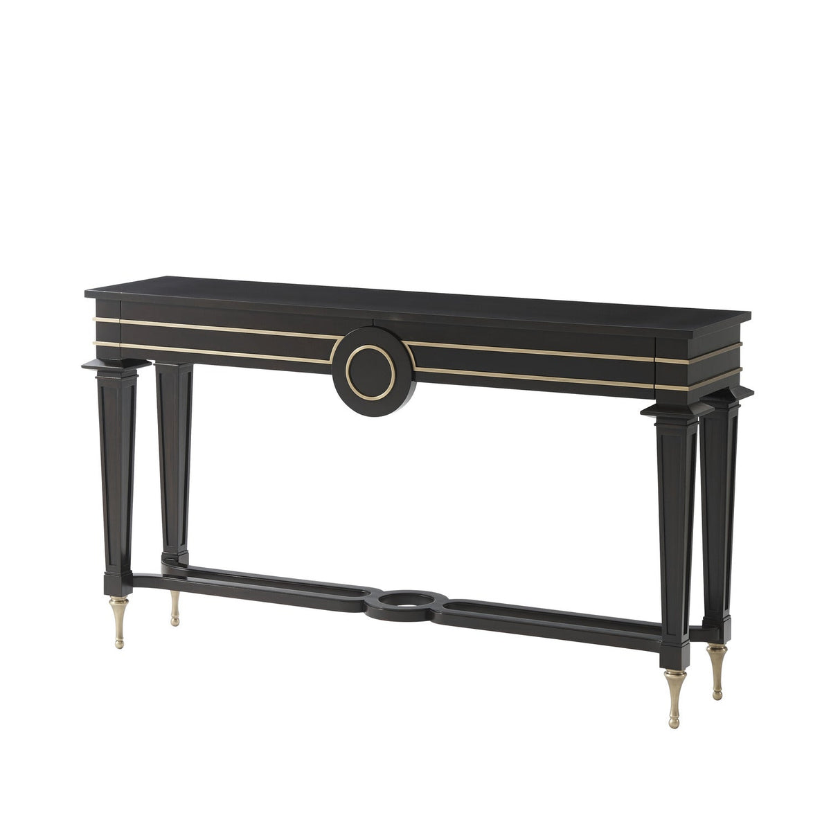 Theodore Alexander | Mid Century Console Table - Black Rub Through on Ramsey Mahogany base | 5305-175