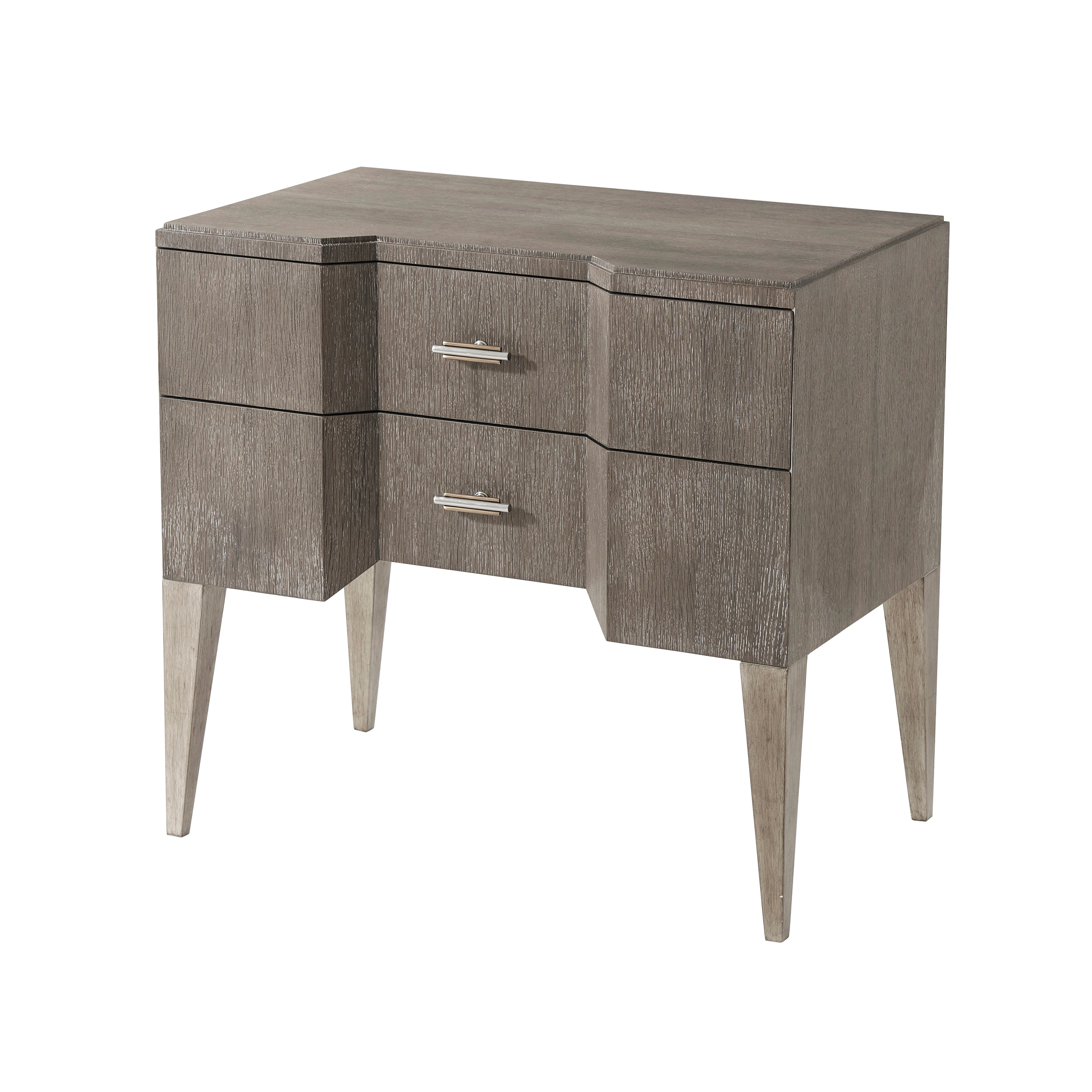 Theodore Alexander Mavericks Bay Nightstand — VCF1188.2H - Coastal Wave\ PCF801.2D - Brushed Pewter