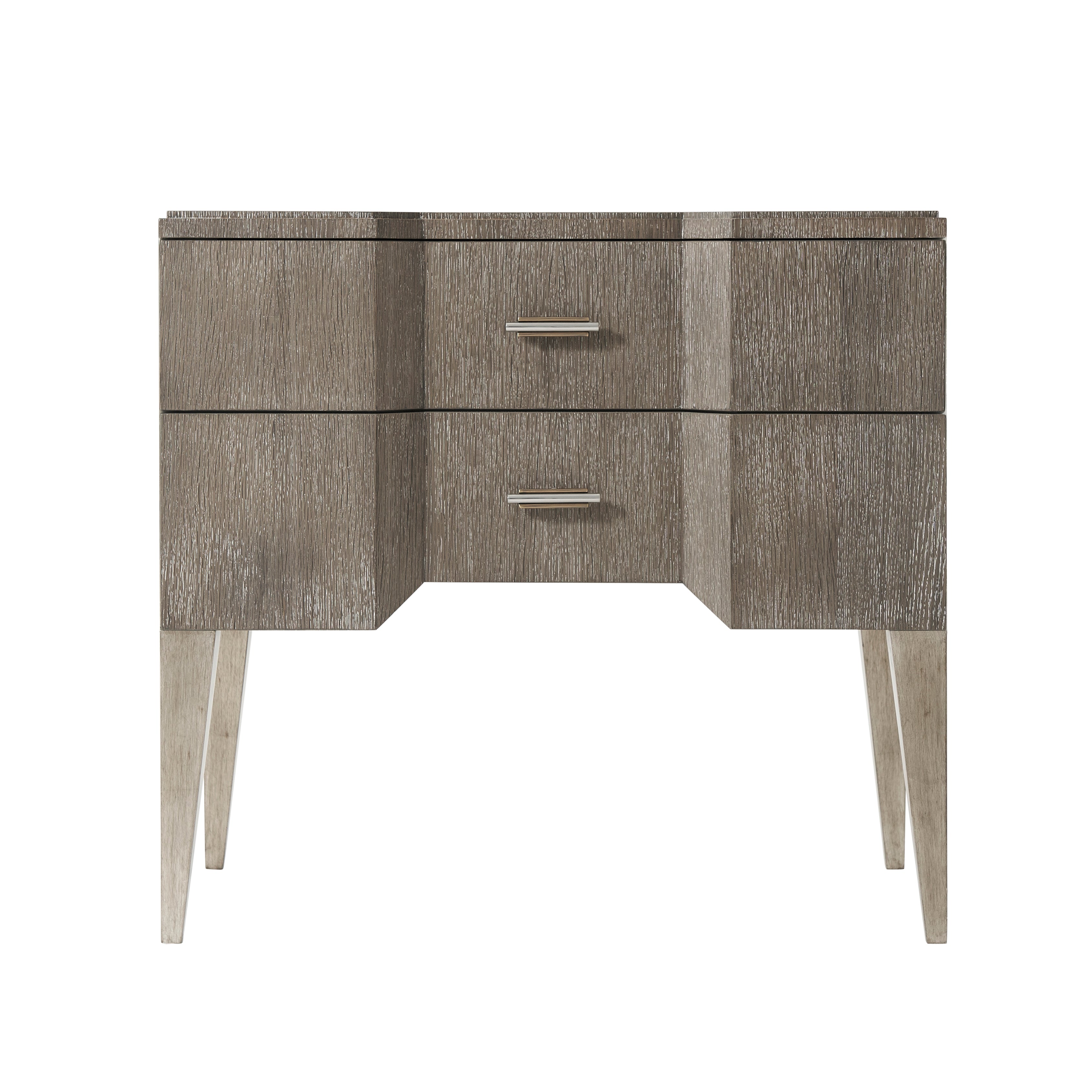 Theodore Alexander Mavericks Bay Nightstand — VCF1188.2H - Coastal Wave\ PCF801.2D - Brushed Pewter