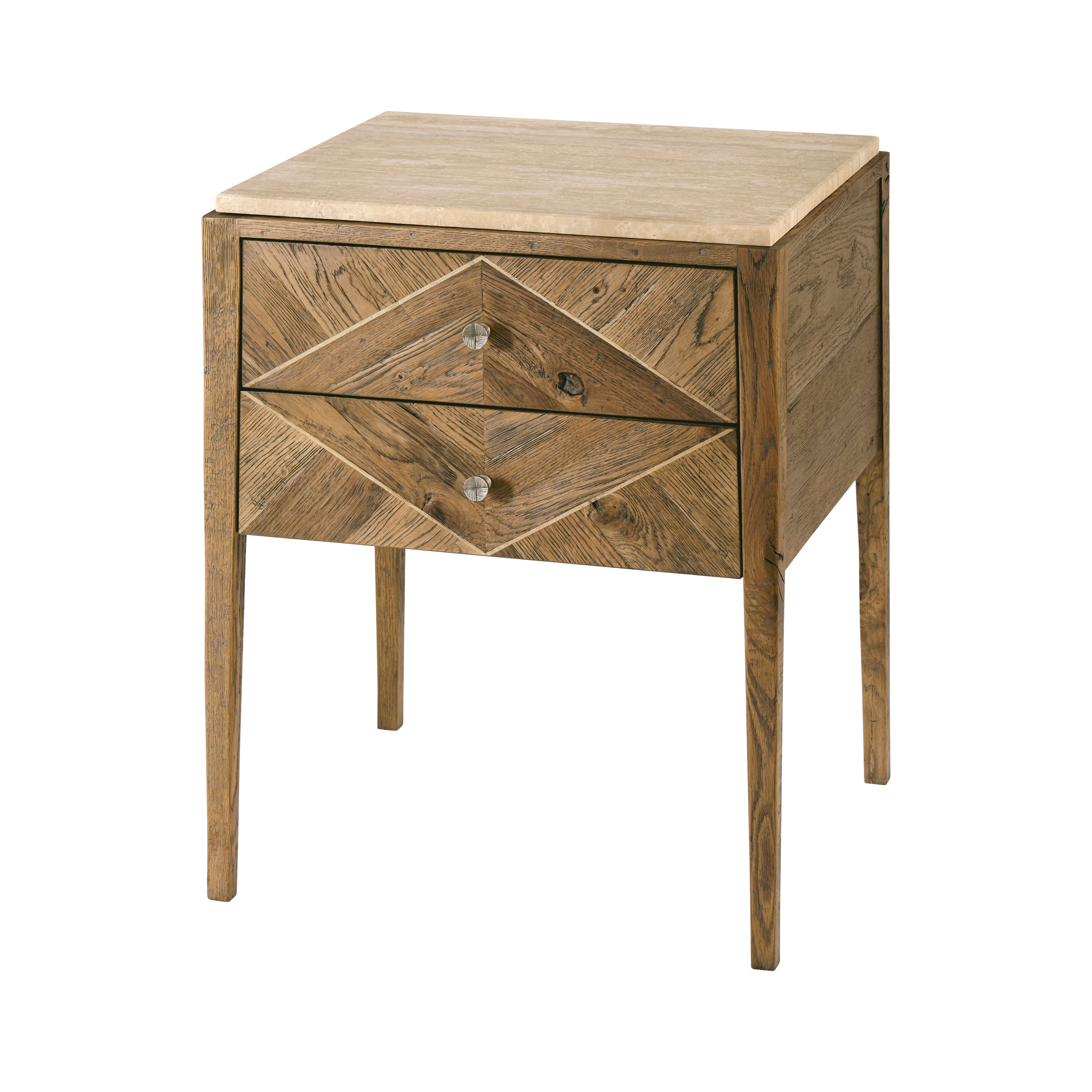 Theodore Alexander Hawkesford Nightstand — VCF1389.1D2GB - Echo Oak (C062)\ VCF1389.1C2GB - Echo Oak (Medium Distressing)