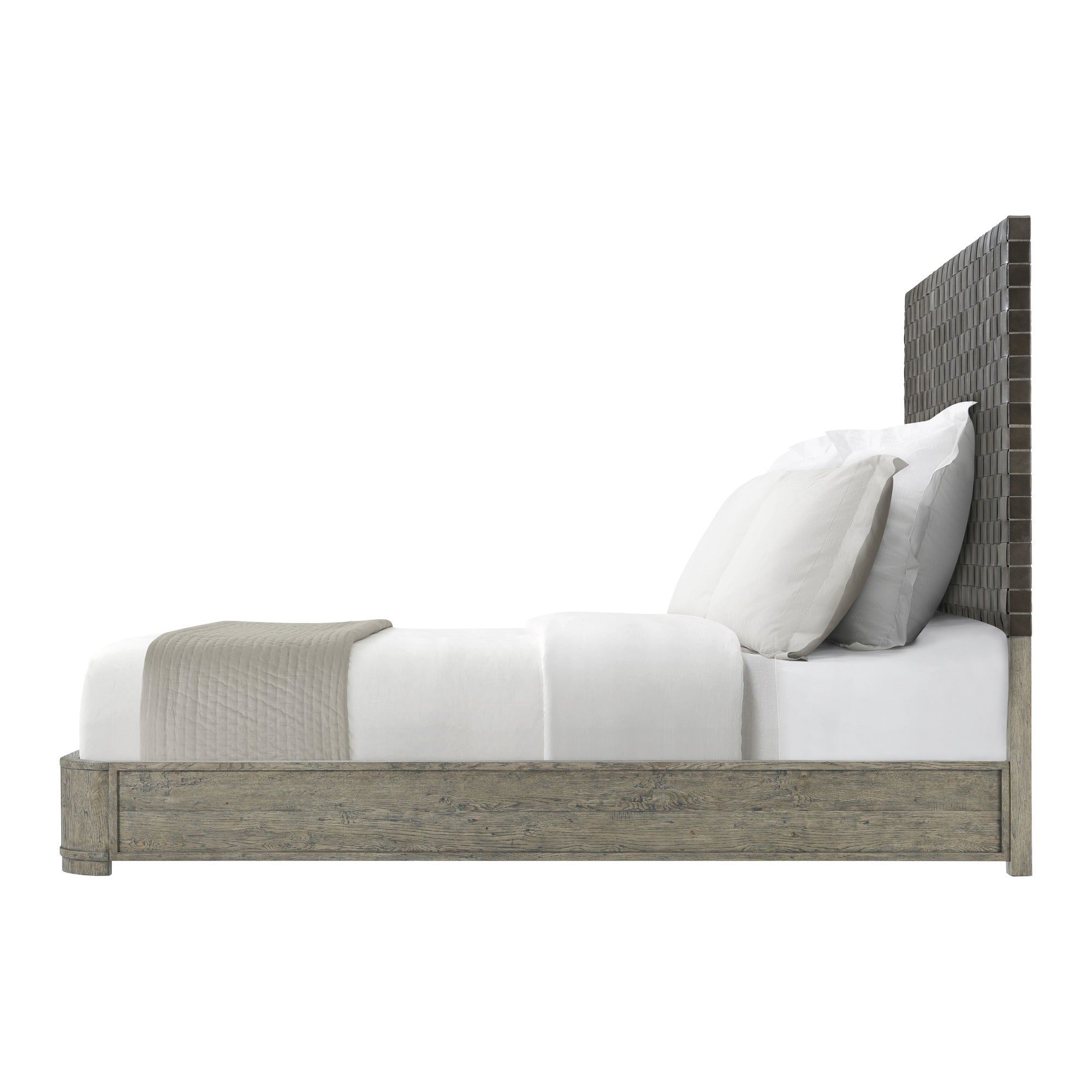 Theodore Alexander Weston California King Bed — LCF299 - Phoenix Leather\ VCF1694.1D2GB3F - Grey Echo Oak