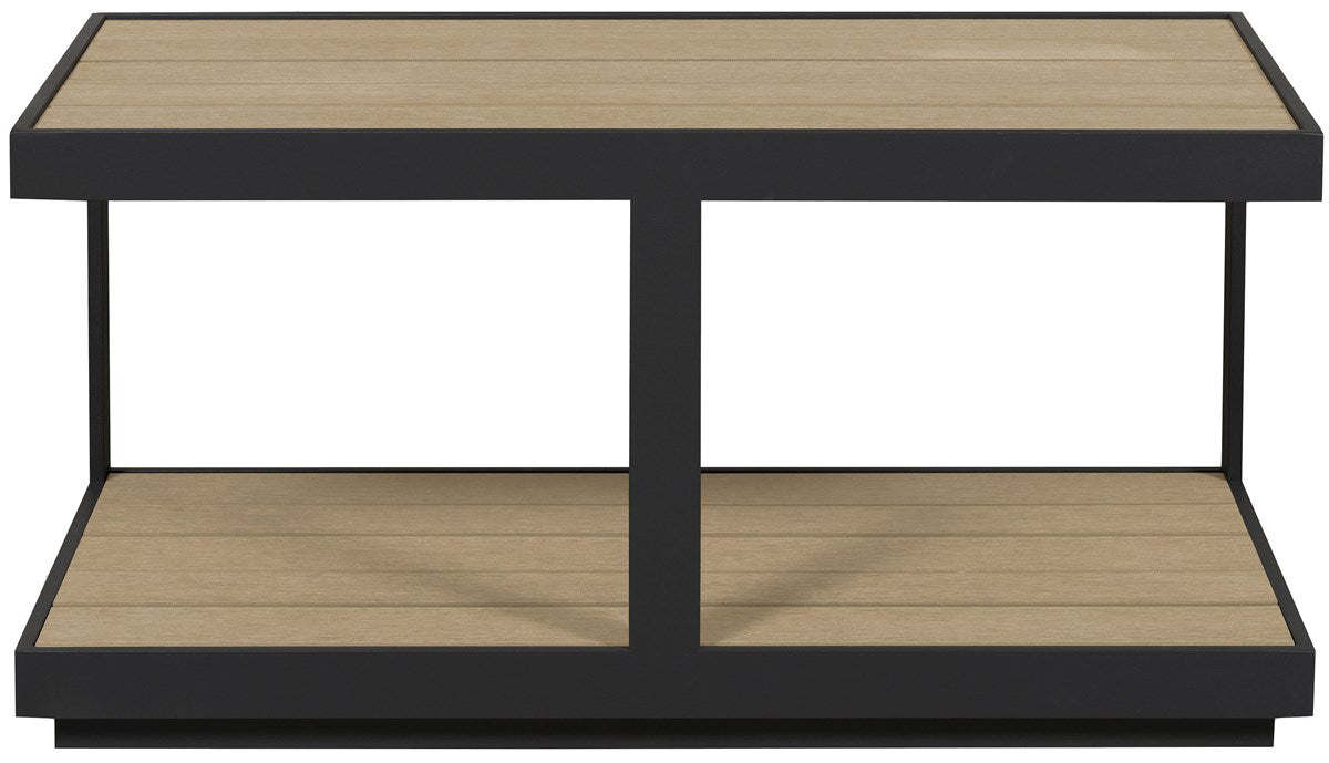 Vanguard | Montclair Outdoor Rectangular Cocktail Table - Shadow Powder Coated Metal / Sand Synthetic Teak Top | OW500-CR