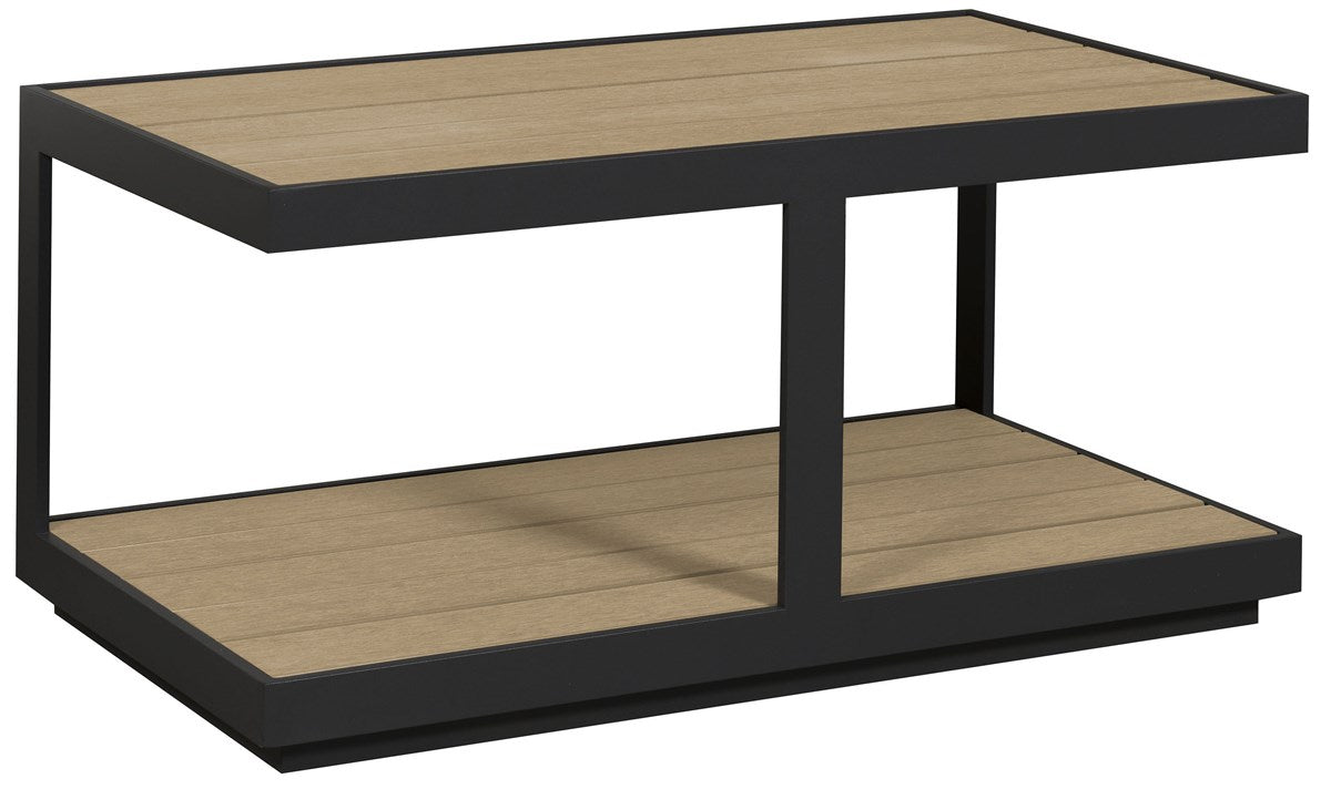 Vanguard | Montclair Outdoor Rectangular Cocktail Table - Shadow Powder Coated Metal / Sand Synthetic Teak Top | OW500-CR