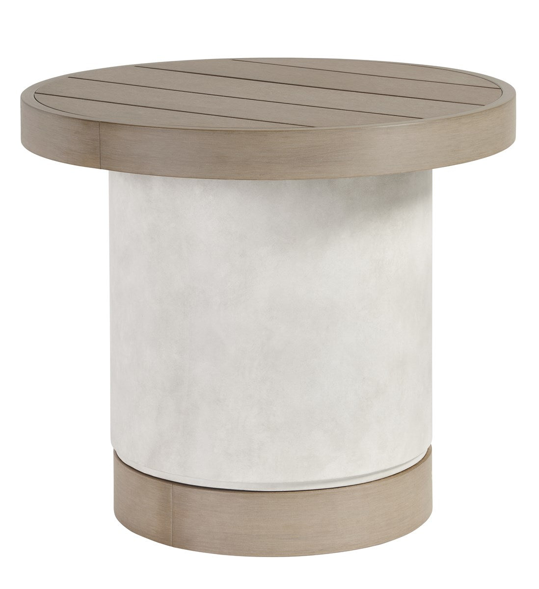 Vanguard | Tiburon Outdoor End Table - Sand Synthetic Teak Top / Oyster Concrete with Sand Synthetic Teak Base | OW503-E1