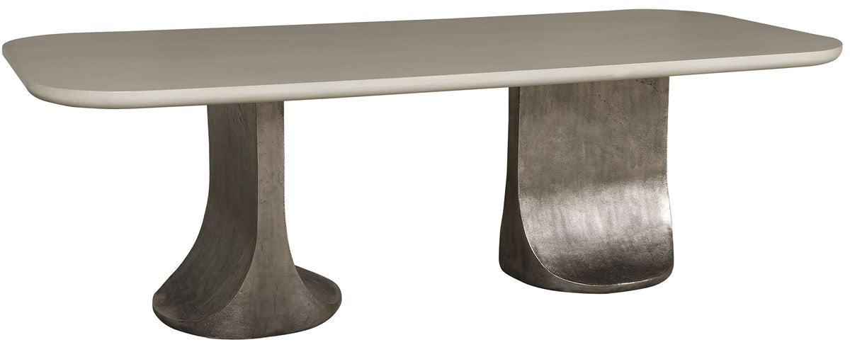 Vanguard | Reveal Dining Table - Casa Blanca / Antique Nickel Metal Base | P620T1