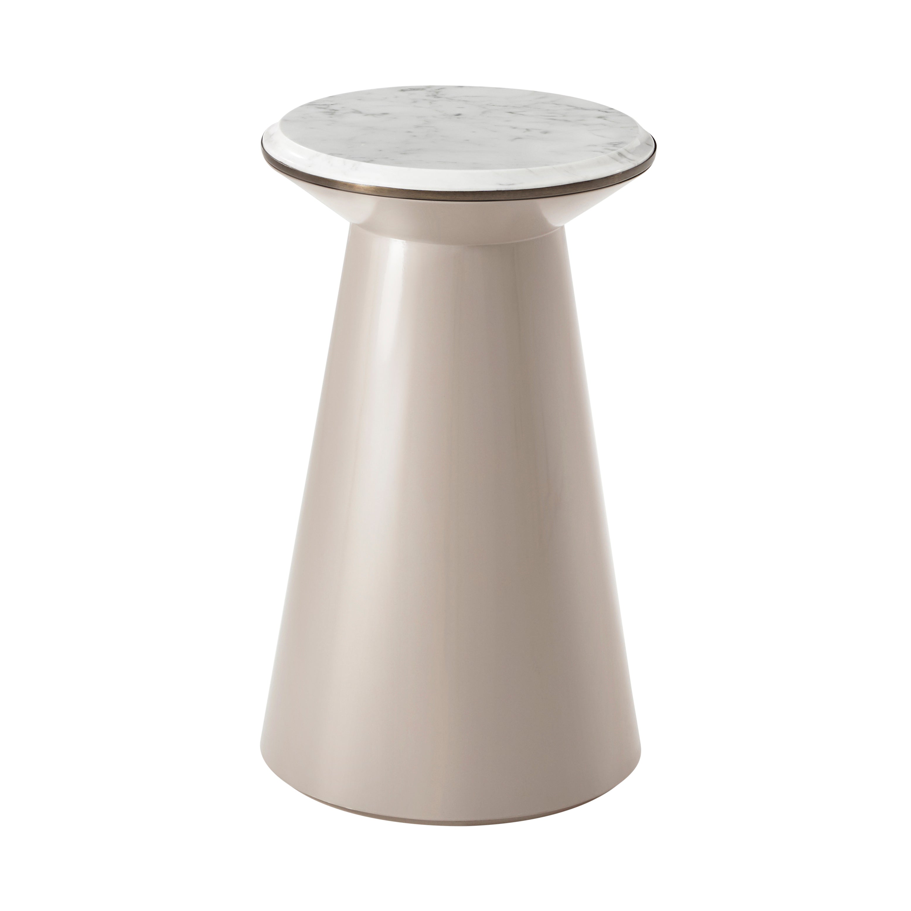 Theodore Alexander Contour Side Table (Pure Pearl, Small) — FCF155.2FA-Vintage Taupe