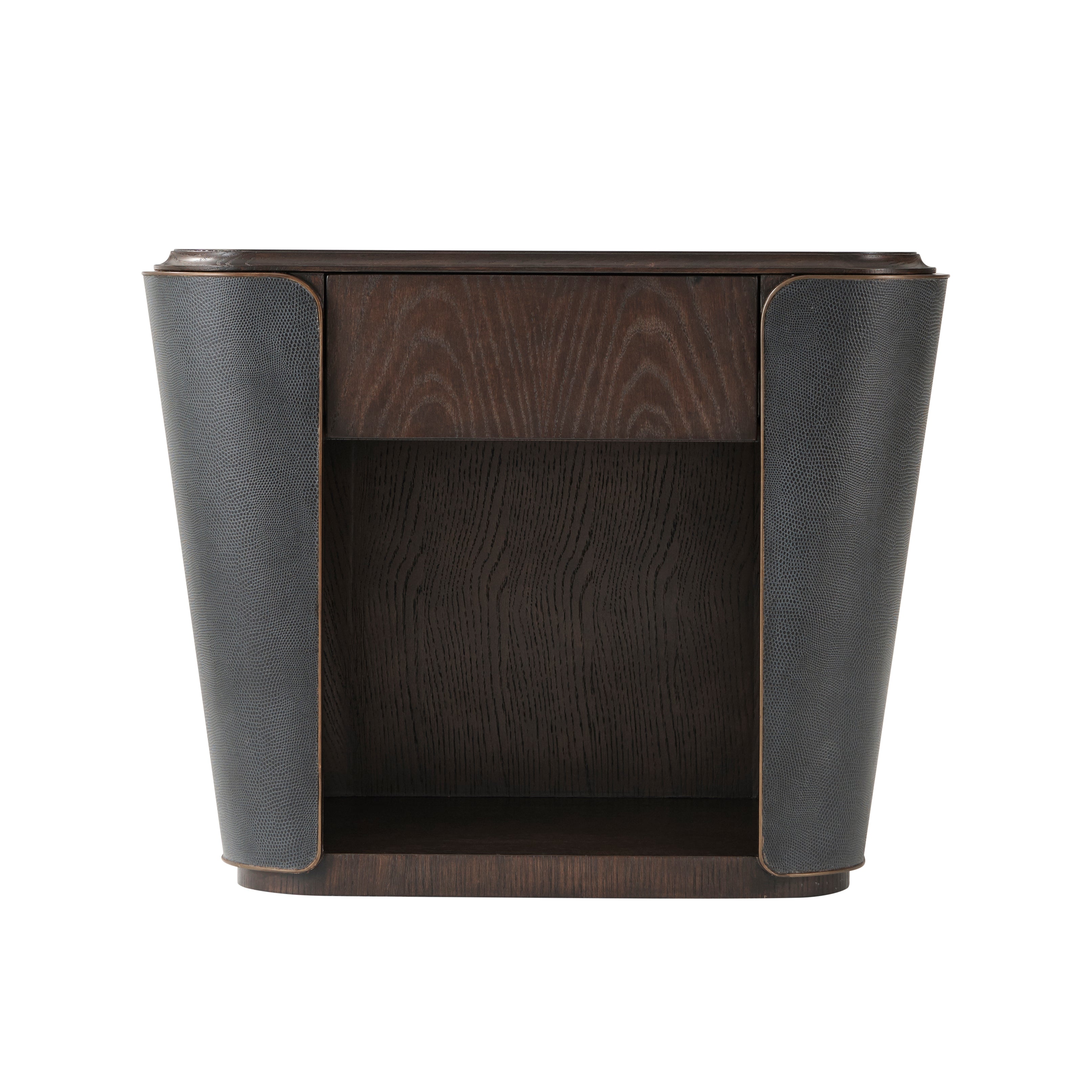 Theodore Alexander Amour Nightstand II — LCF327-Robusta/PCF871-Brushed Vintage 
Bronze/VCF1372.1B2HA-Cigar 
Club/VCF1373.2HA-Black Khaya Pearl