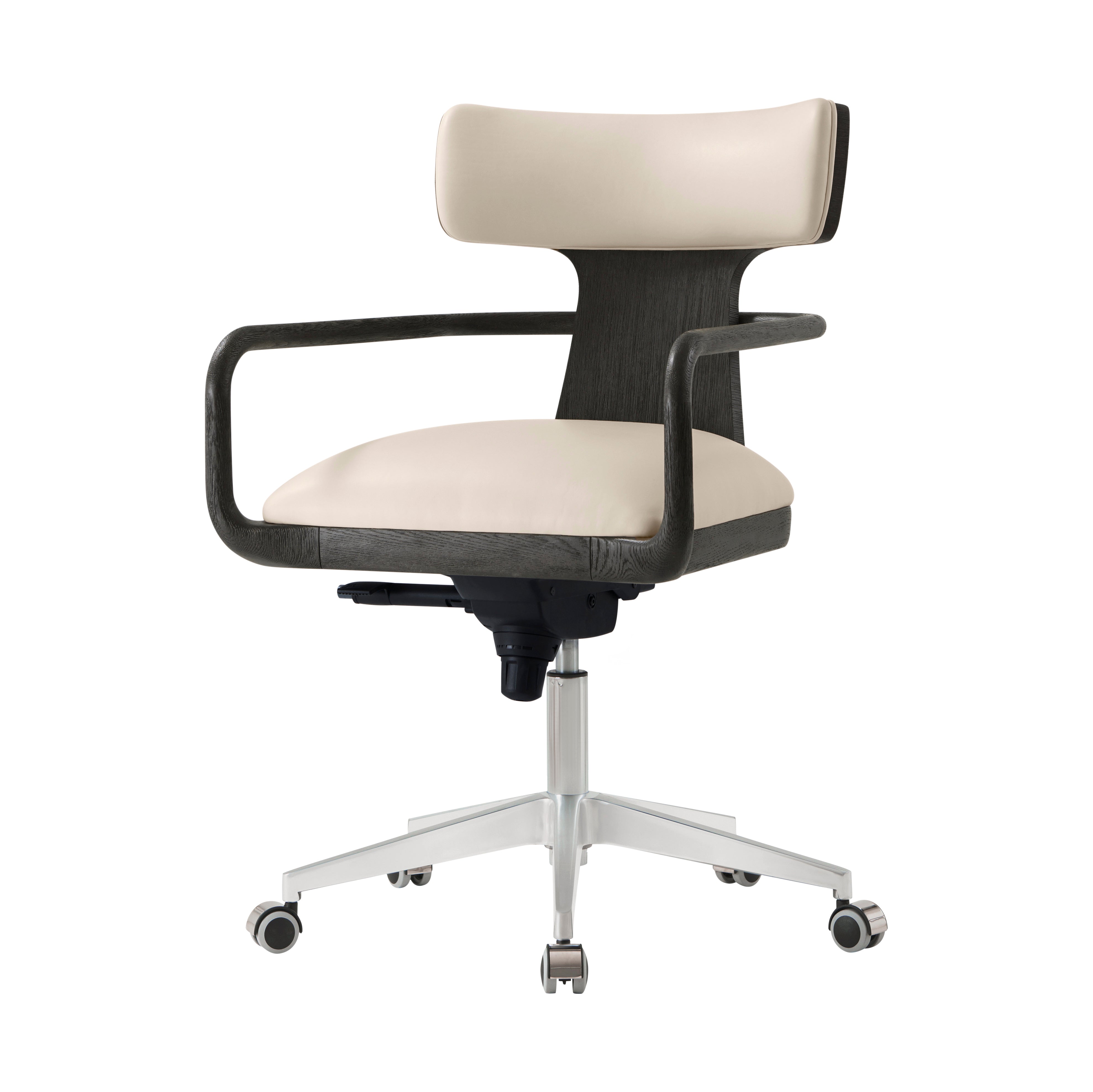 Theodore Alexander Repose Wooden Upholstered Study Chair — PCF1186.1L2HA3F - Charcoal Oak Finish