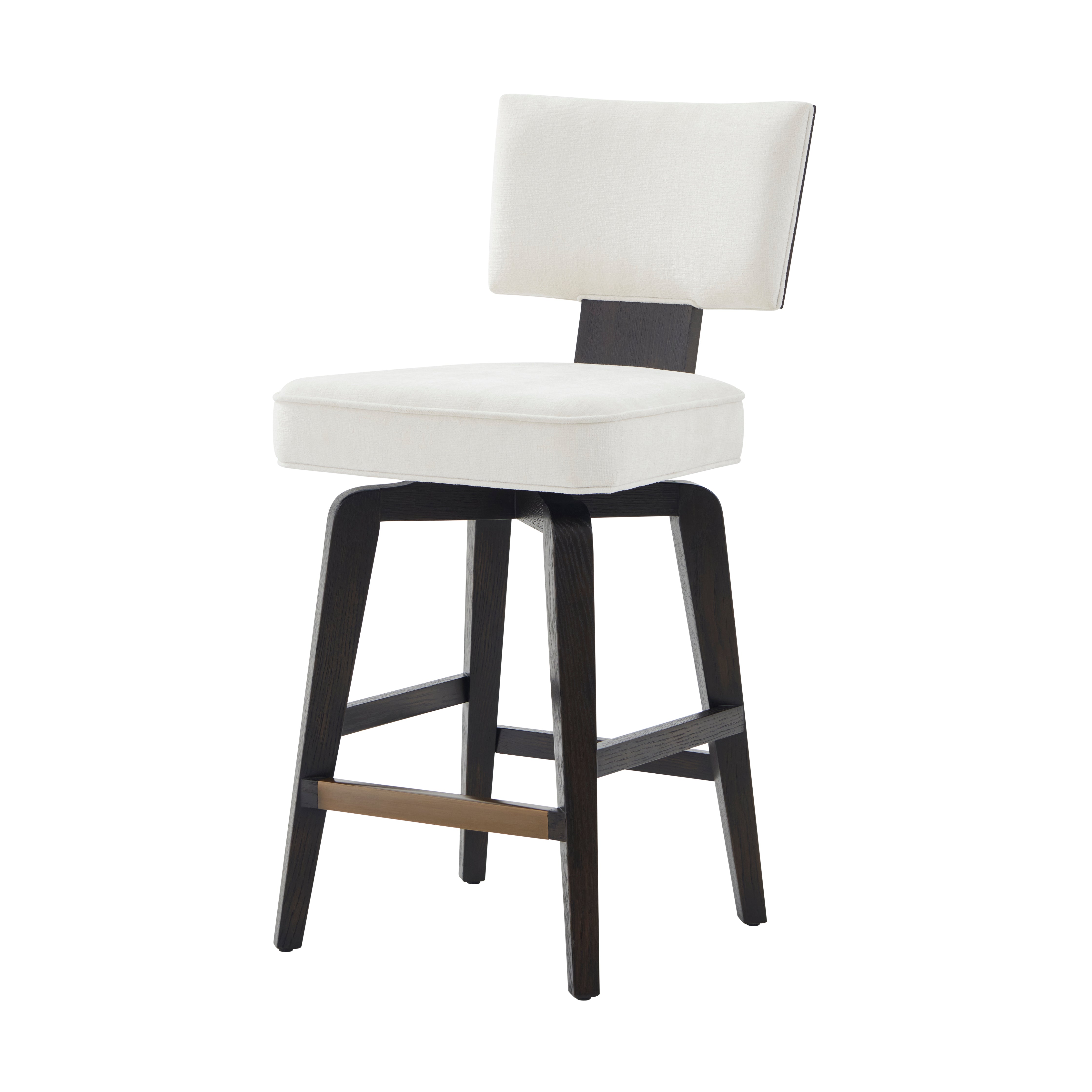 Theodore Alexander 55 Broadway Swivel Counter Stool — Finish: Expresso & BRASS