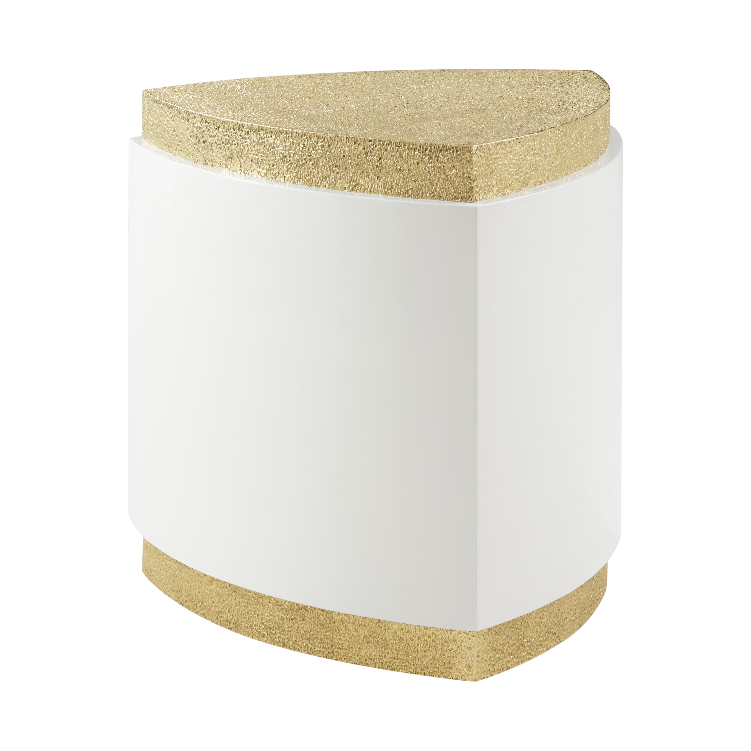 Theodore Alexander Judith Leiber Triangle Side Table — Finish: Solstice / Polished Textured Brass