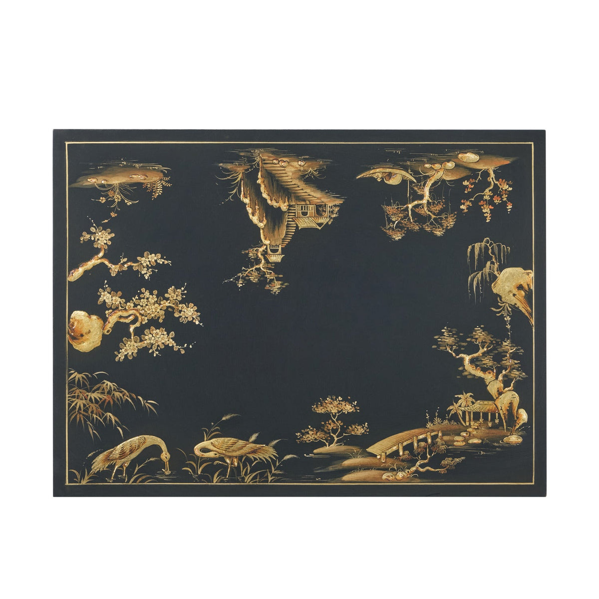 Theodore Alexander | Aviary Nesting Tables - LM Black (No distressing) / Chinoiserie Paintings on black base / Black Paint | TA50454