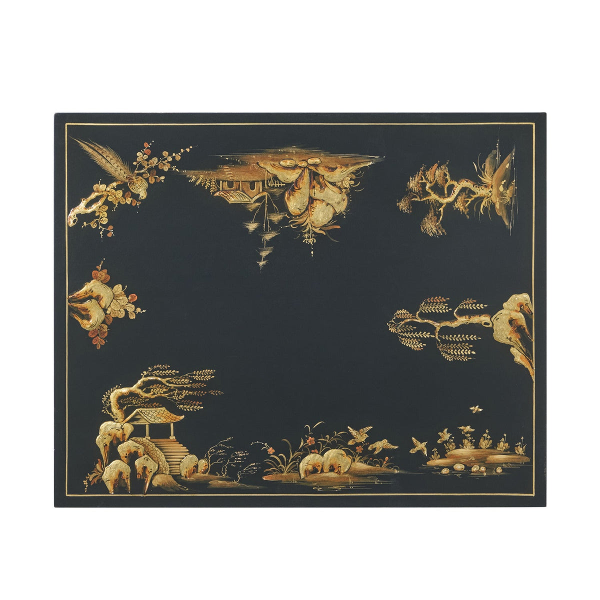 Theodore Alexander | Aviary Nesting Tables - LM Black (No distressing) / Chinoiserie Paintings on black base / Black Paint | TA50454