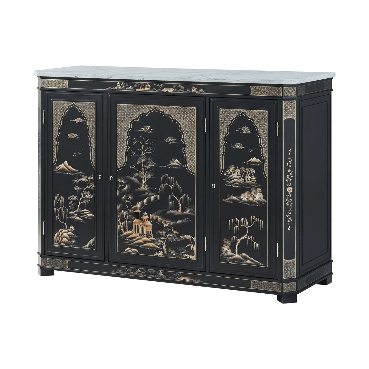 Theodore Alexander | Spencer London Chinoiserie Chest - Chinoiserie Paintings on Black base | TA61233