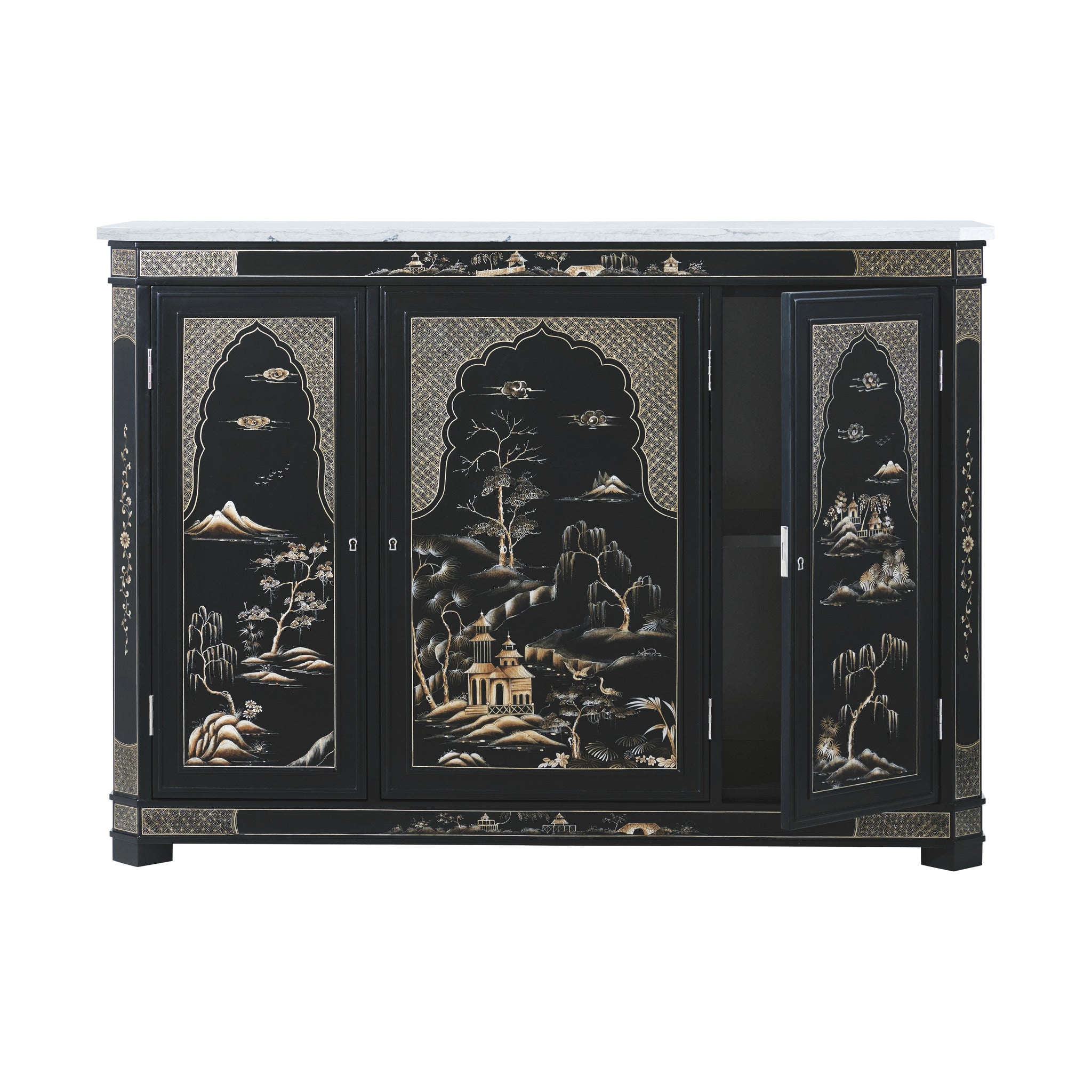 Theodore Alexander | Spencer London Chinoiserie Chest - Chinoiserie Paintings on Black base | TA61233