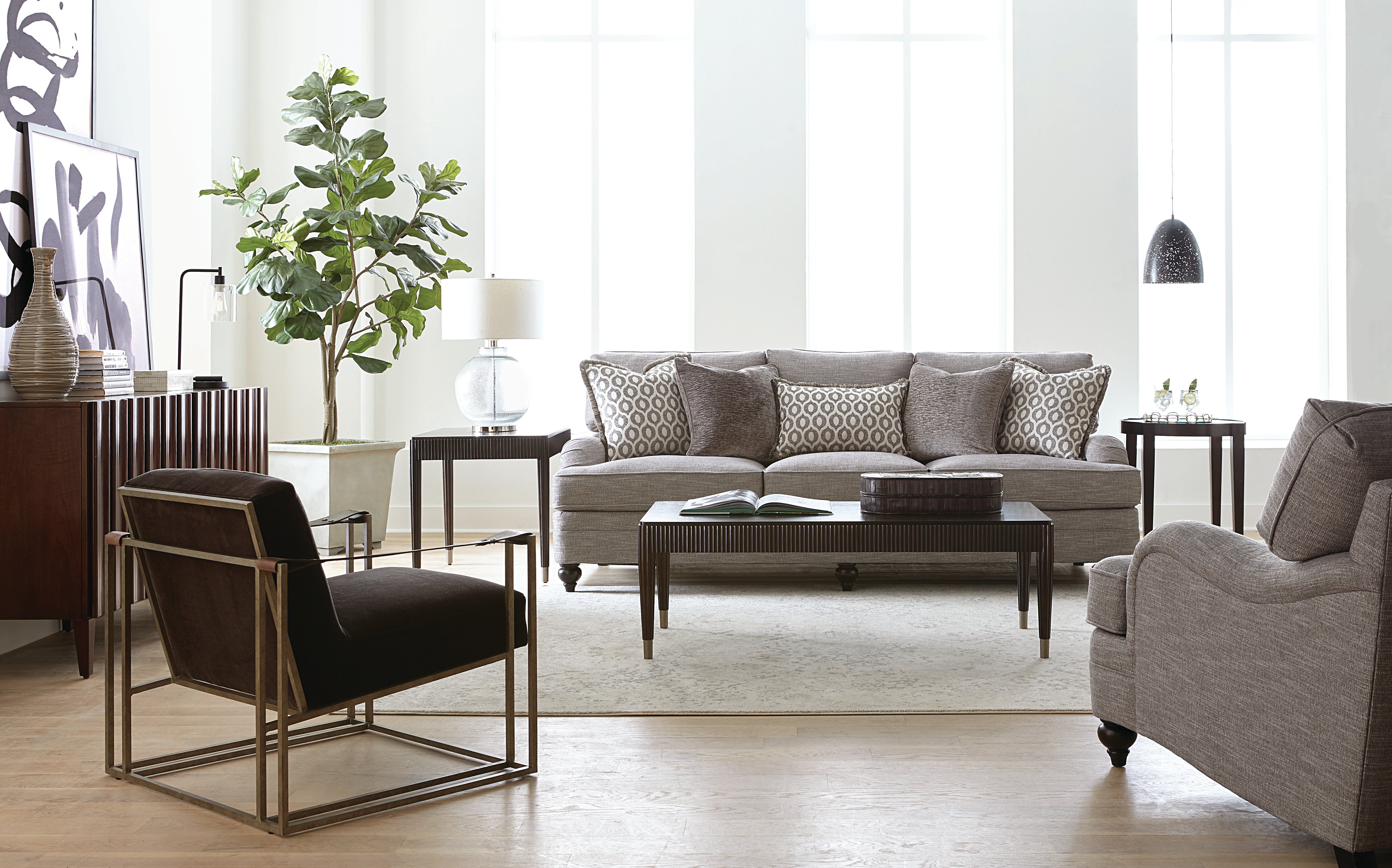 Bernhardt Living | Bernhardt Tarleton Chair 1/2 - Mocha | B4263G
