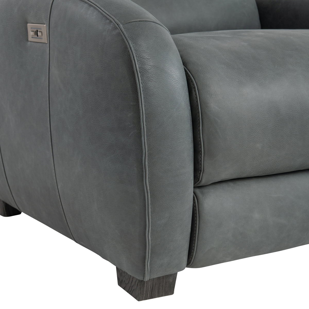 Bernhardt | Kyra Leather Recliner Power Motion Chair - Dark Grey | 492RLO