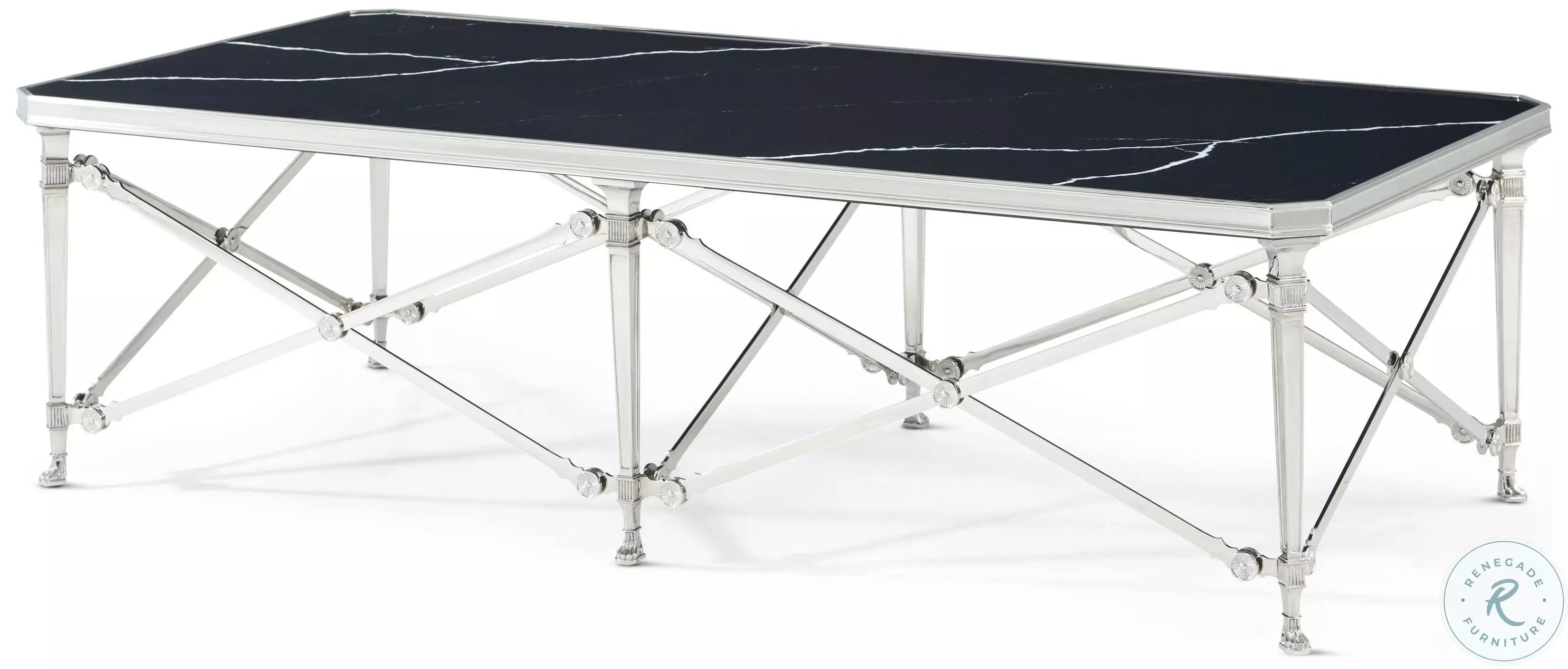 Theodore Alexander Spencer London Rectangular Nickel Cocktail Table — Nickel Plated (NPL)-Live Finish