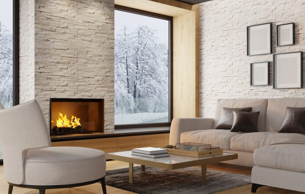 Exposed brick walls, natural wooden beams, and stone fireplaces provide stylish touches that fit any era.